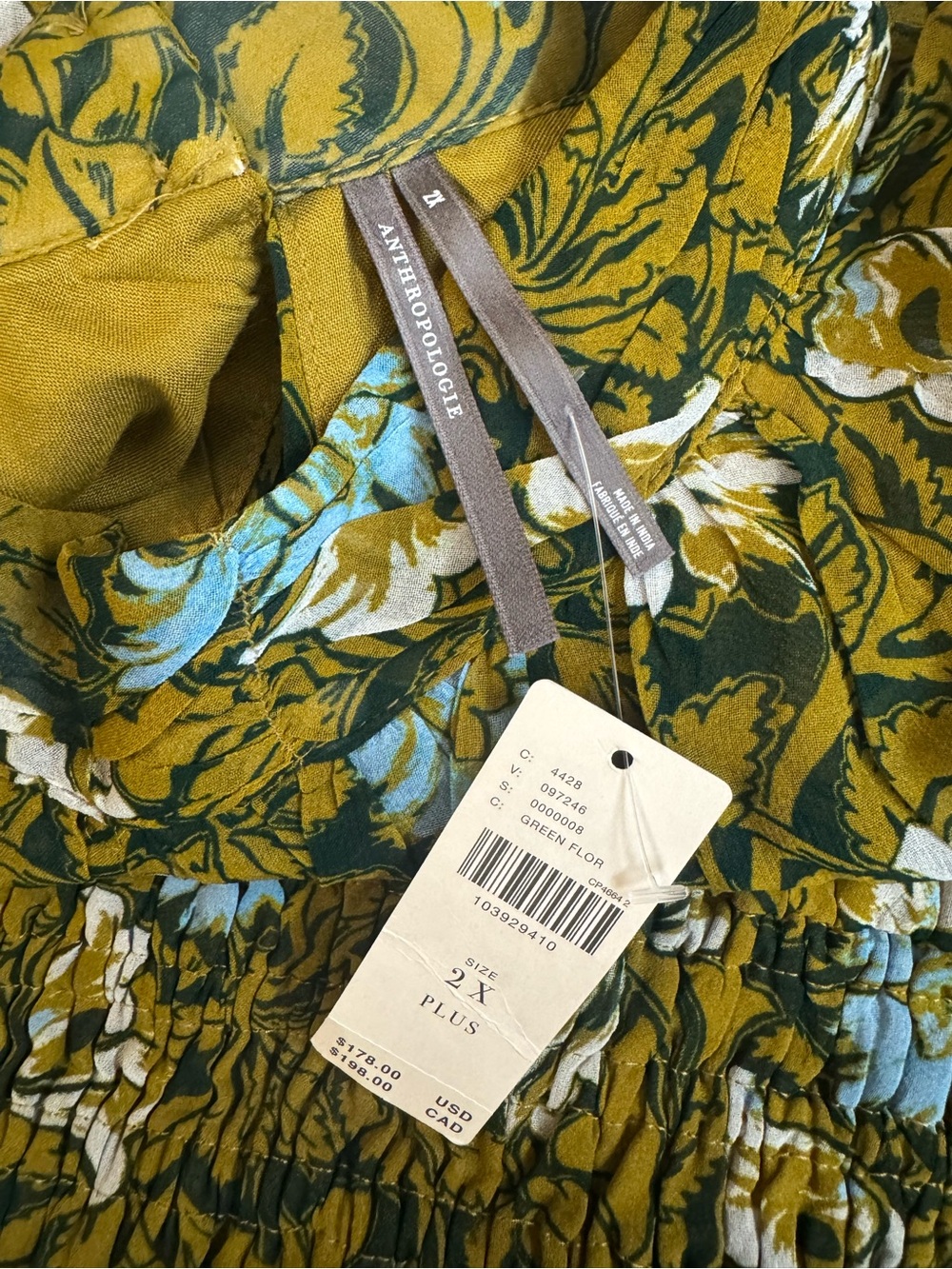 NWT Anthropologie Somerset Long Sleeve Mock Neck Chiffon Maxi Dress Green 2X - Picture 10 of 15